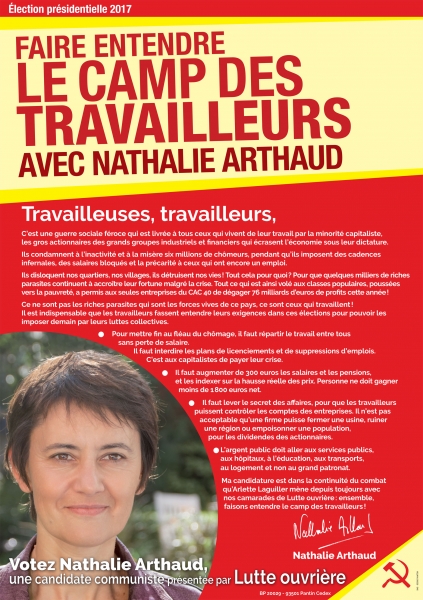 Affiche Officielle de campage de Nathalie ARTHAUD